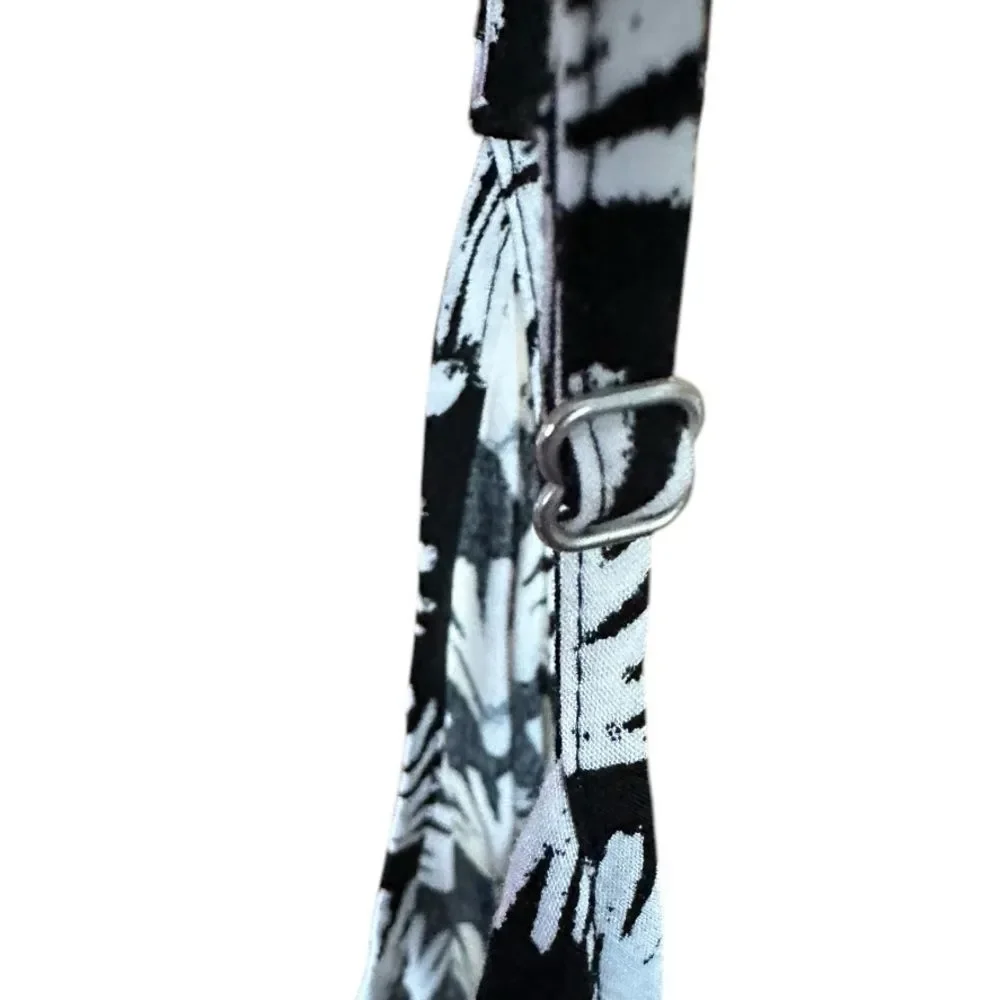 J. Crew Re-Imagined Midi Dress with Ruffle Curved Hem. Black/White Pattern Sz 14